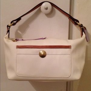 Coach White Large Wristlet with Lavender Accents